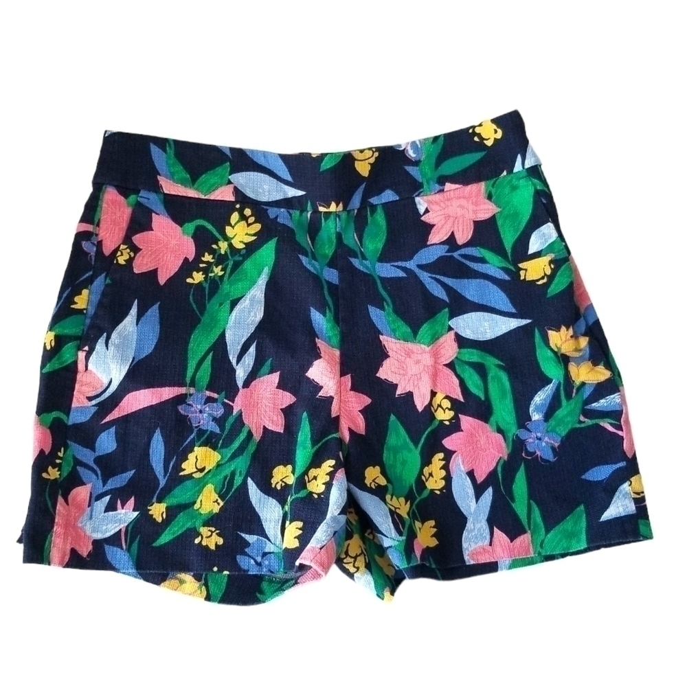 J Crew Floral Basketweave Short with Side Zip Size 4